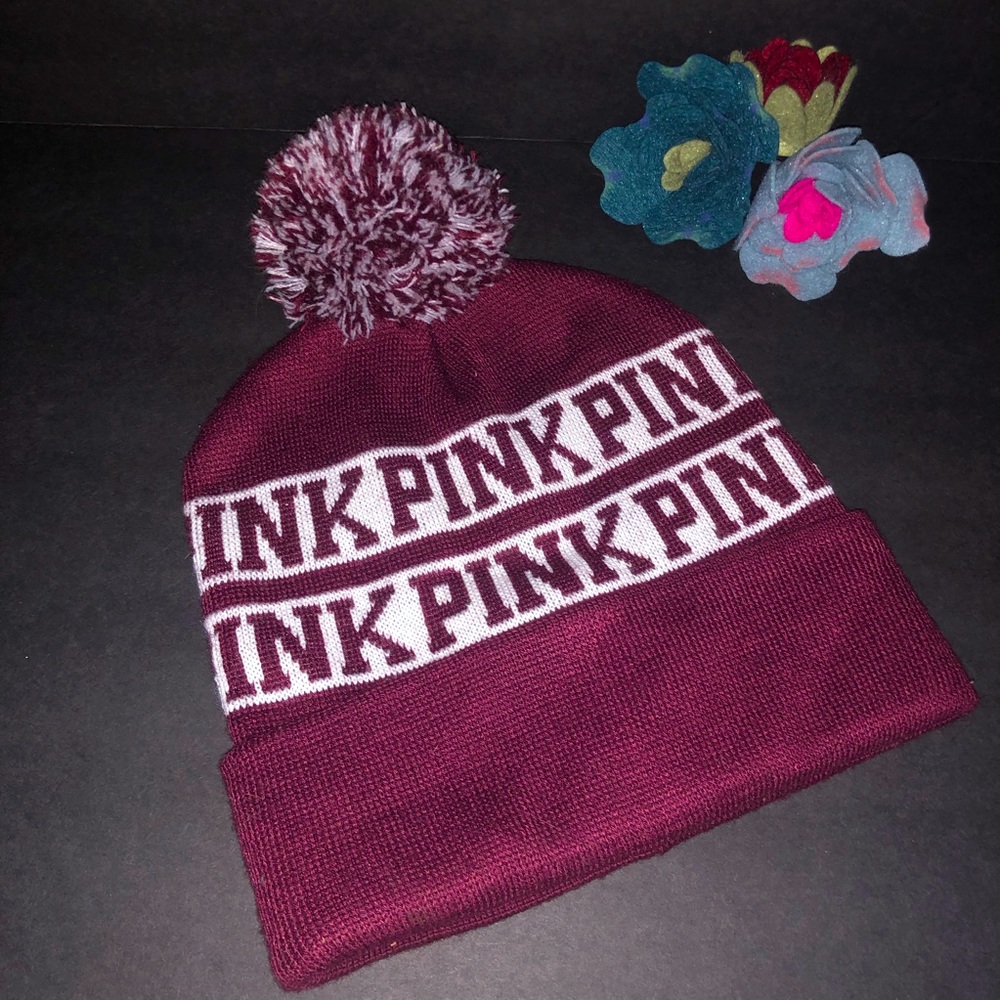 Victoria Secret Pink Rugby Beanie with Pom Pom